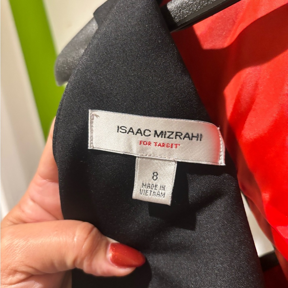 Isaac Mizrahi for Target Black Midi Dress with Envelope Back & Red lining Size 8 - Picture 3 of 4